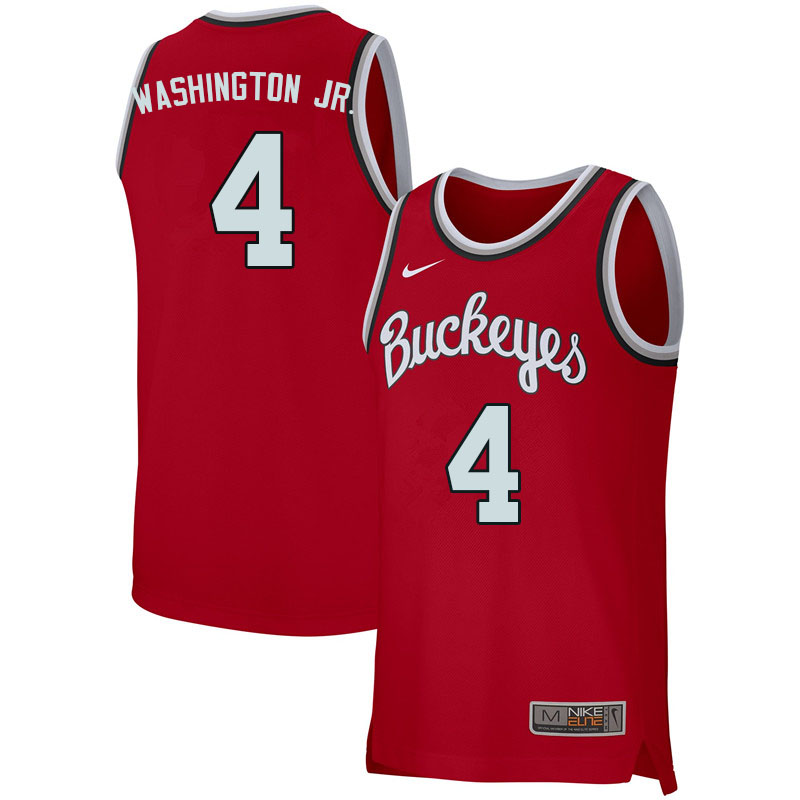 Men #4 Duane Washington Jr. Ohio State Buckeyes College Basketball Jerseys Sale-Retro Scarlet